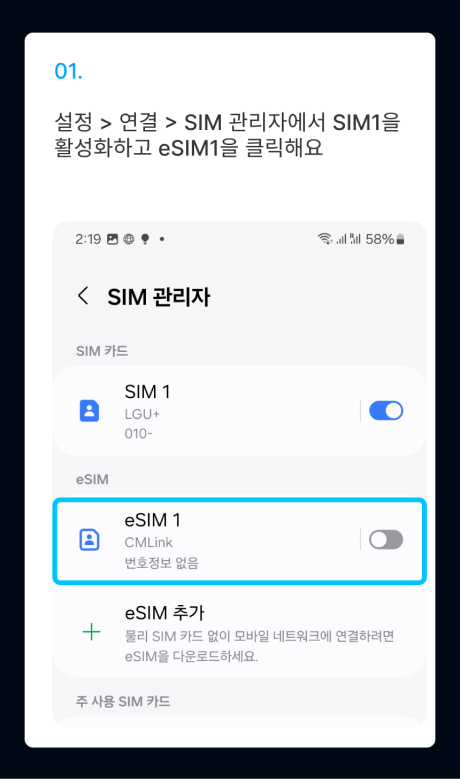 eSIM 설치 가이드